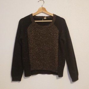 H&M Women's Small Gold and Black Sparkly Long Sleeve Sweater